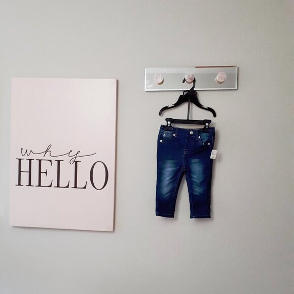 NWT 7 For All Mankind pink sweatshirt & dark wash blue jeggings bundle set, 12M - Picture 4 of 13